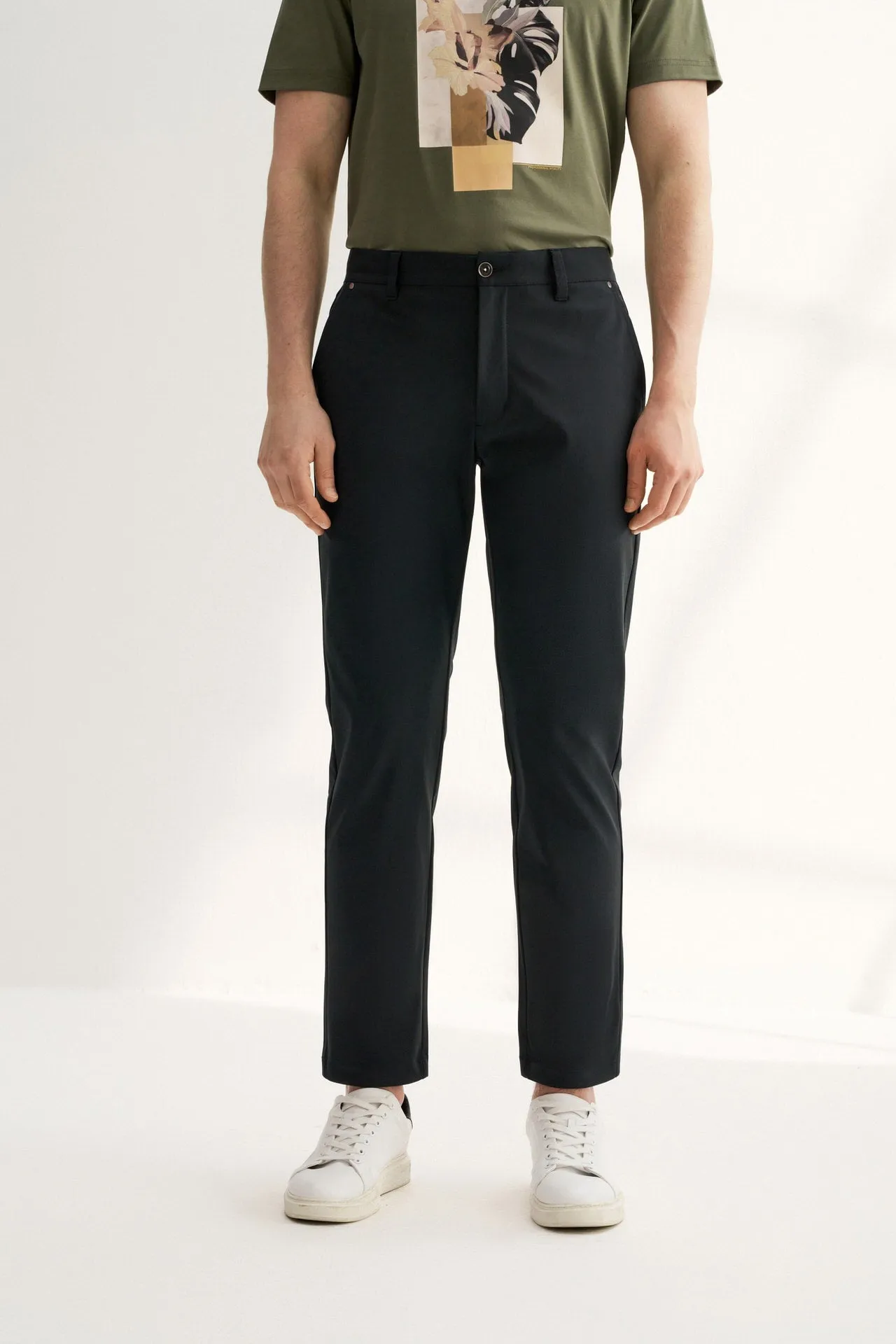 Soft Multi-Way Stretch Casual Pants in Slim Tapered Fit