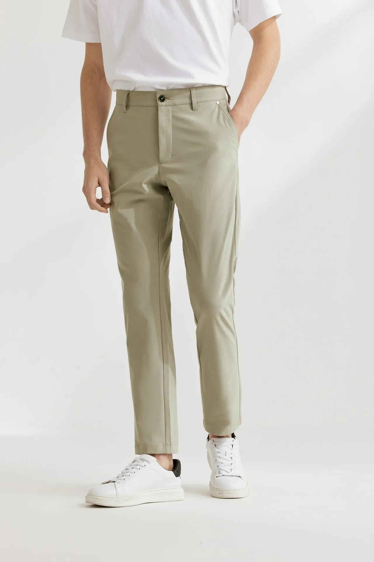 Soft Multi-Way Stretch Casual Pants in Slim Tapered Fit