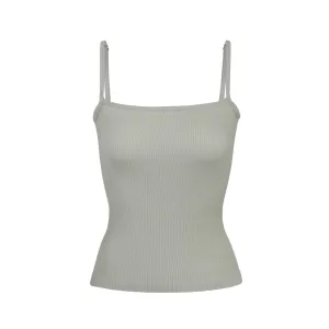 STRETCH RIB STRAIGHT NECK CAMI | SEA HAZE