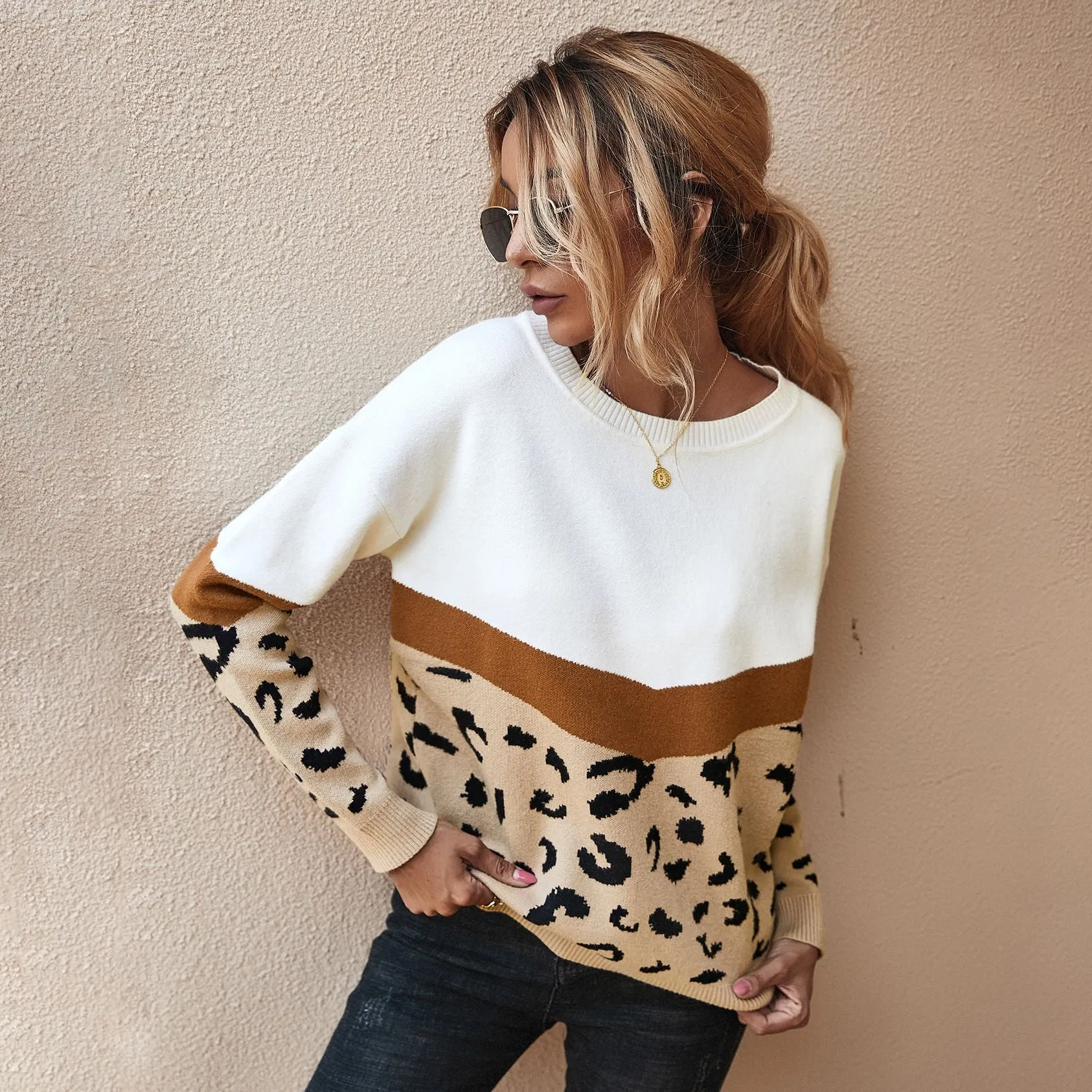 Sweater Leopard Patchwork Autumn Winter 2020