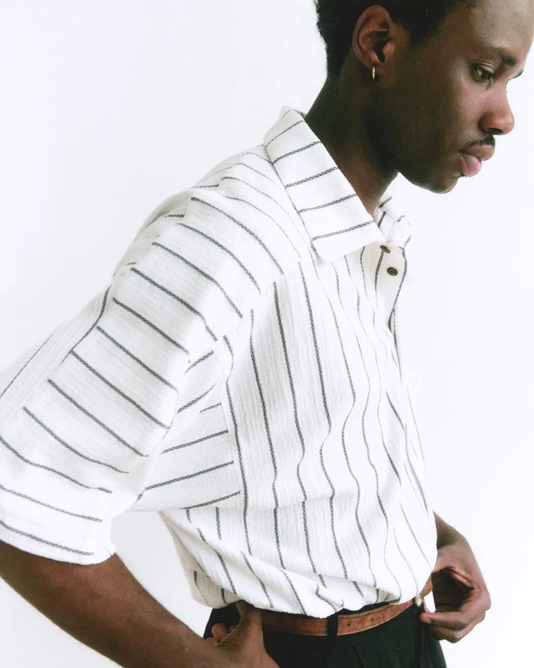 TIMELESS STRIPED BUTTON SHIRT WHITE