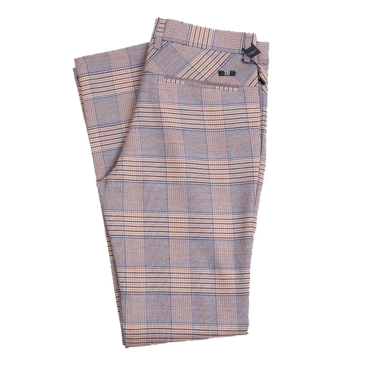 Tr Premium Blue & Orange Slim Fit Plaid Pant 398