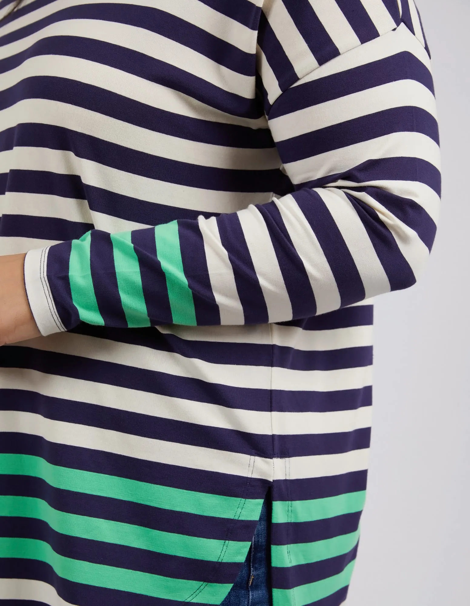 Turn Back Long Sleeve Indigo & Pearl Stripe