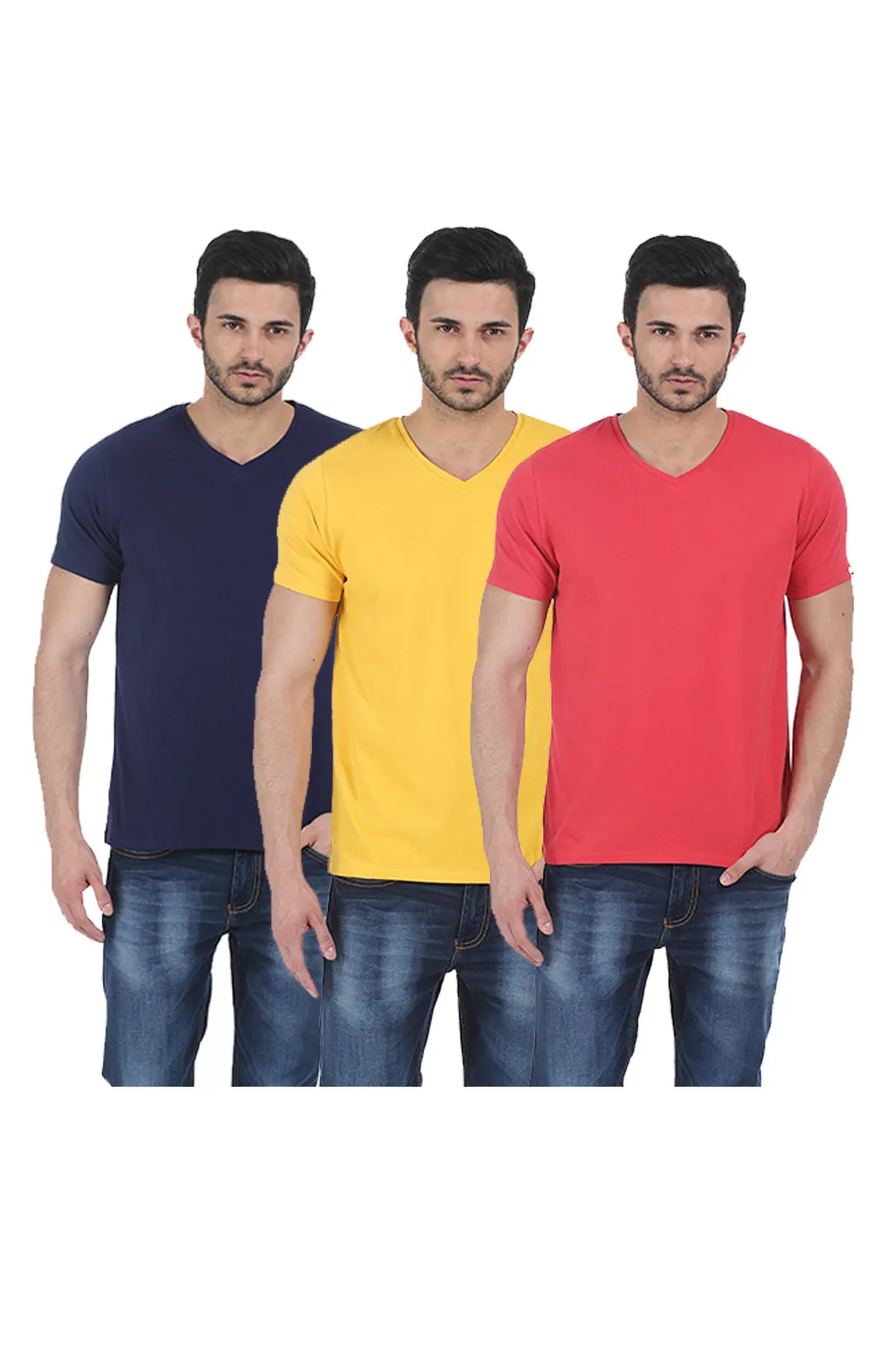 V - Neck Muscle Fit Half Sleeves Tees