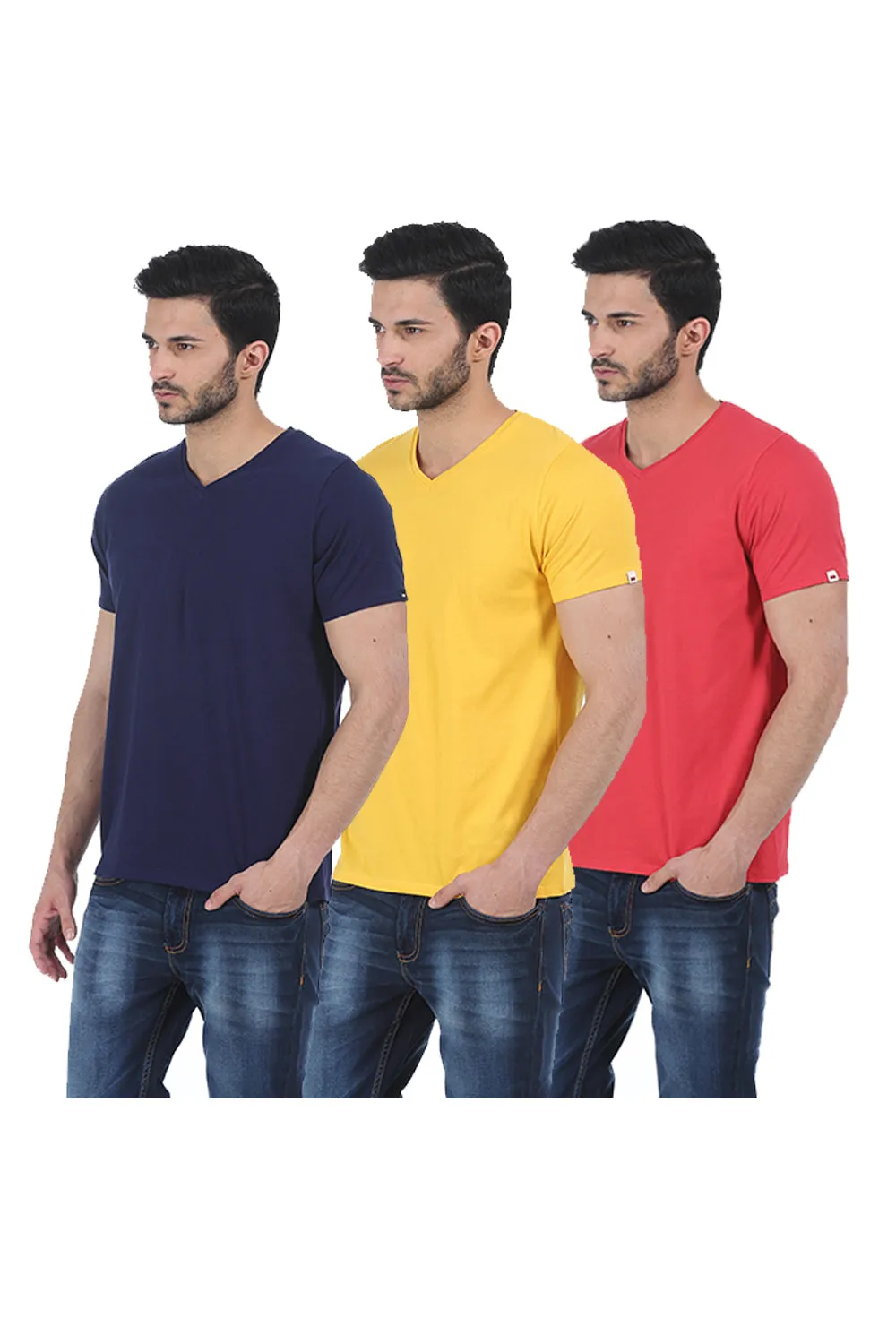 V - Neck Muscle Fit Half Sleeves Tees