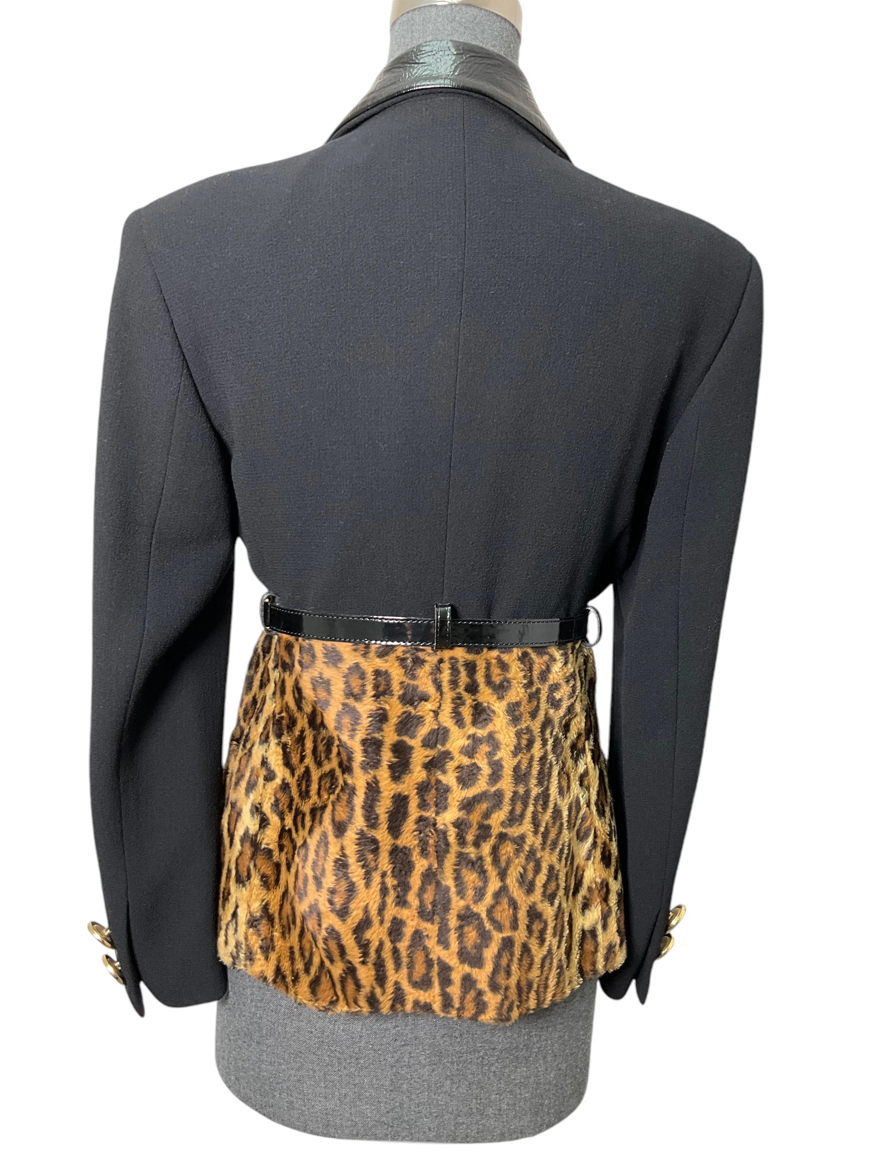 VERSACE Vintage Animal Print Double Breasted Skirt Suit Size S