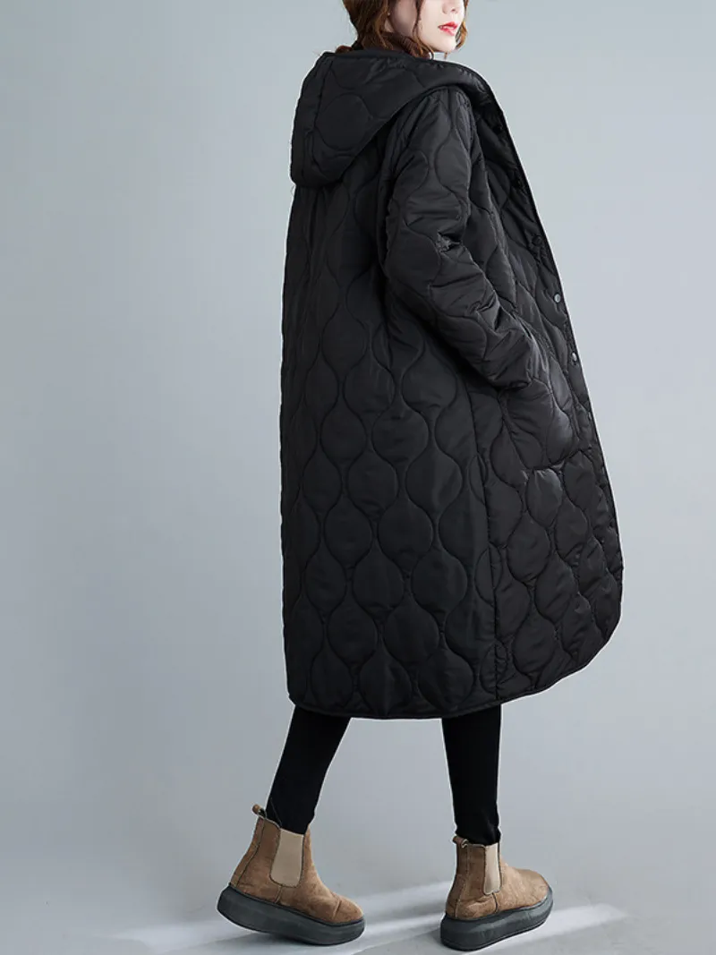 Women's Winter Warm Hooded Button-Up Coat