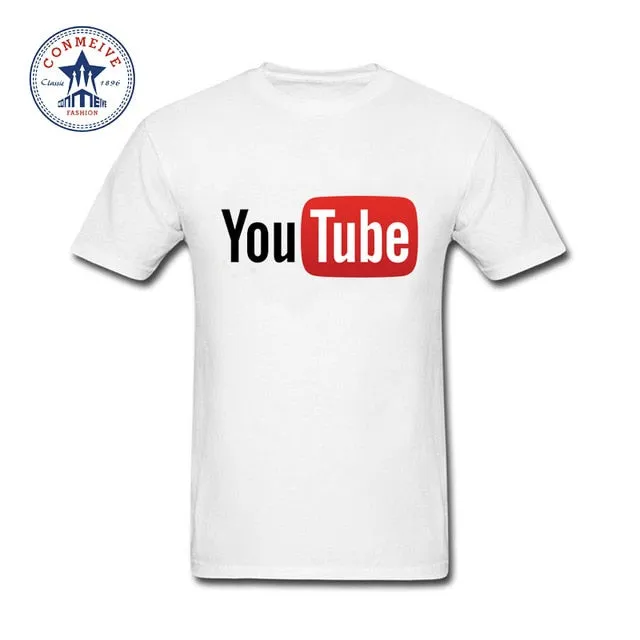 YouTube Logo Print Cotton Funny T Shirt for Men