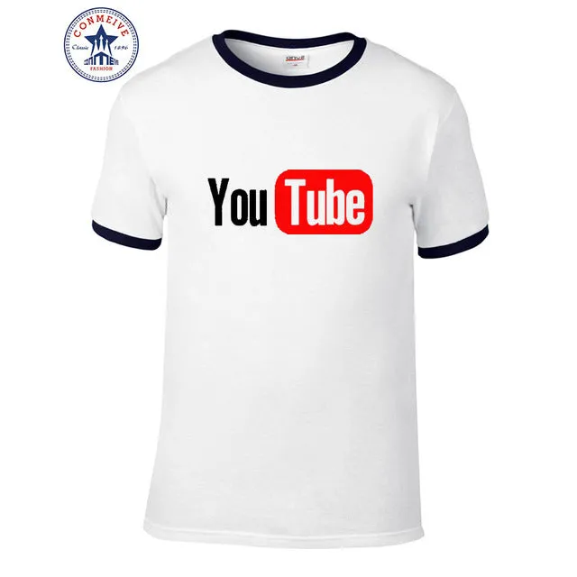 YouTube Logo Print Cotton Funny T Shirt for Men