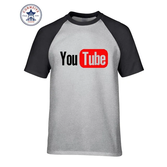 YouTube Logo Print Cotton Funny T Shirt for Men