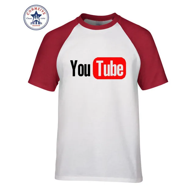 YouTube Logo Print Cotton Funny T Shirt for Men