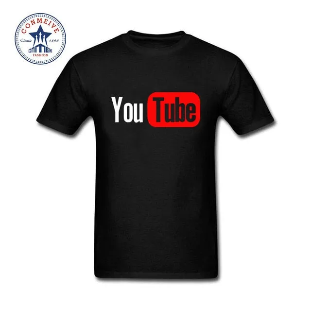 YouTube Logo Print Cotton Funny T Shirt for Men