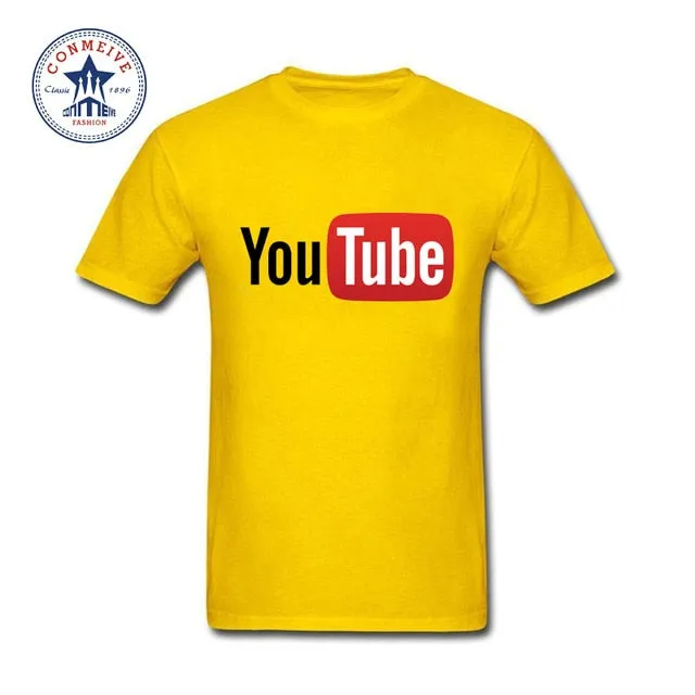 YouTube Logo Print Cotton Funny T Shirt for Men