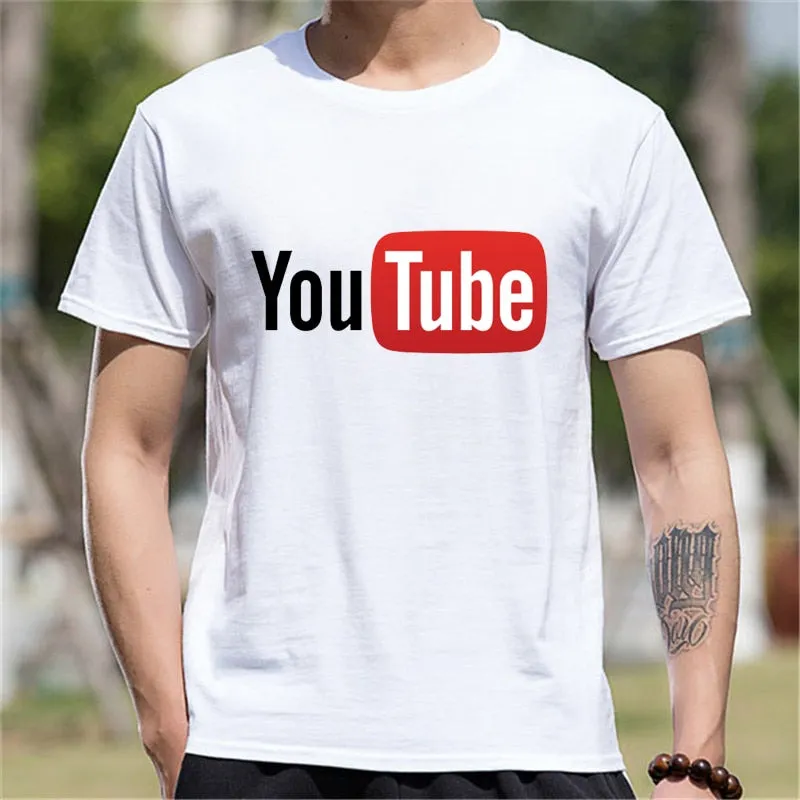 YouTube Logo Print Cotton Funny T Shirt for Men