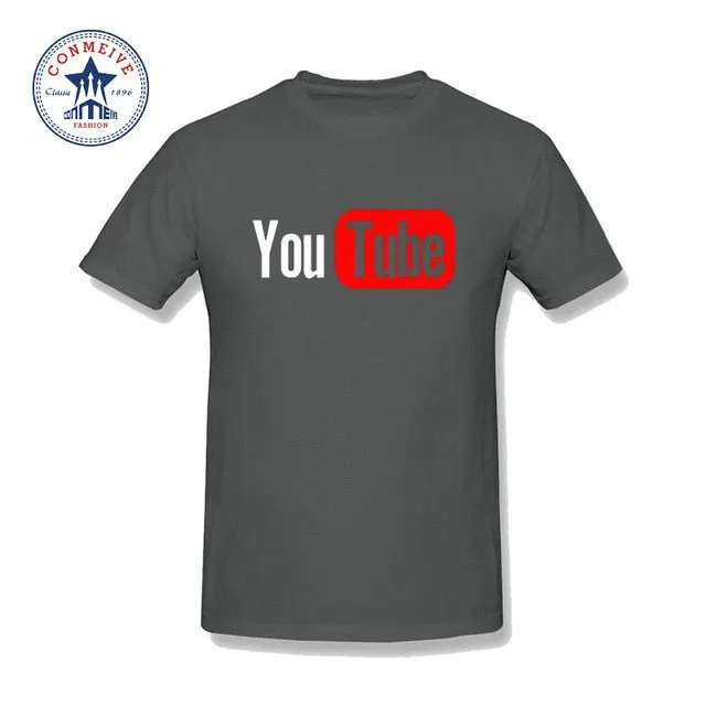 YouTube Logo Print Cotton Funny T Shirt for Men